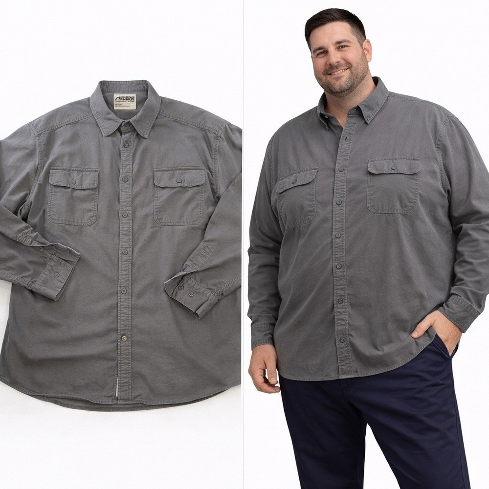 Mountain Khakis Mens XX-Large Gray Cotton Long Sleeve Button Down‎ Utility Shirt